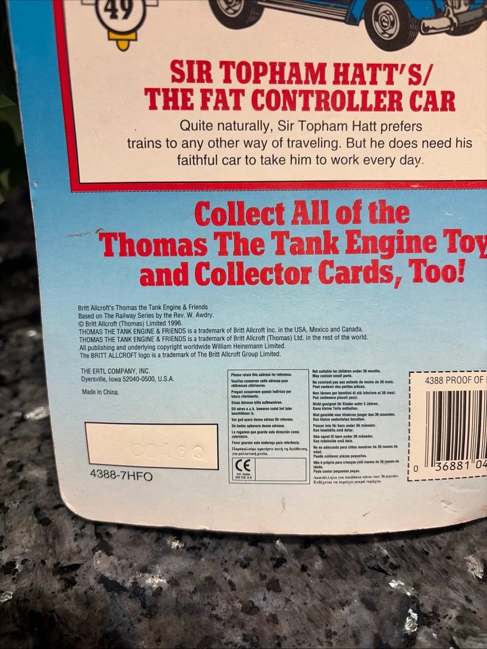 Ertl Shining Time Station Sir Topham Hatt's Car 4388 Die-cast Thomas Tank Engine